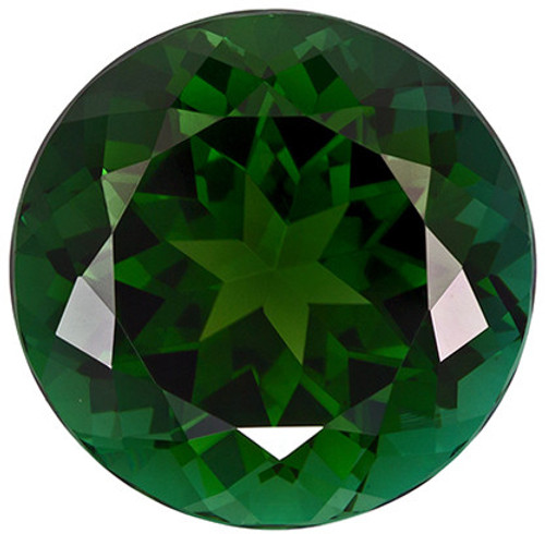 6.88 carats Green Tourmaline Loose Gemstone in Round Cut, Forest Green, 12.2 x 12.2 mm