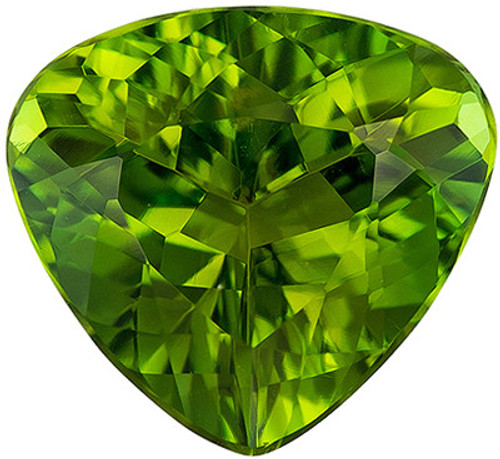 Pretty Green Tourmaline Genuine Loose Gemstone in Trillion Cut, 1.92 carats, Rich Olive Green, 9 x 8.2 mm