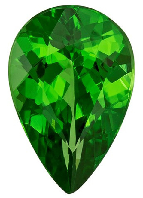 Faceted Vivid Tsavorite Gemstone, Pear Cut, 0.98 carats, 8 x 5.4 mm , AfricaGems Certified