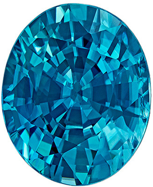 Great Blue Zircon Loose Gem in Oval Cut, 5.22 carats, Vivid Teal Blue, 10.7 x 8.8 mm