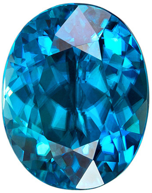 5.64 carats Blue Zircon Loose Gemstone in Oval Cut, Rich Teal Blue, 10.5 x 8.3 mm