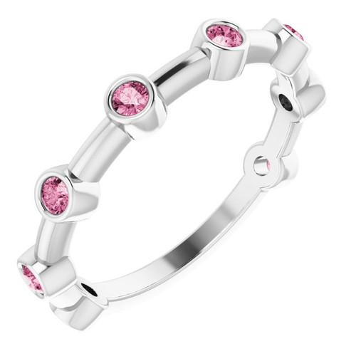 Pink Tourmaline in 14 Karat White Gold Pink Tourmaline Bezel Set Bar Ring