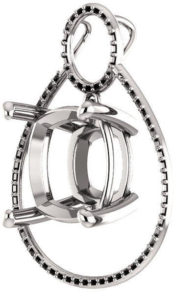 Articulated Dangle Accented Soiltaire Pendant Mounting for Cushion Gemstone Size 5mm to 15mm