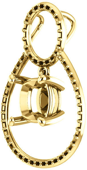 Articulated Dangle Accented Soiltaire Pendant Mounting for Cushion Gemstone Size 5mm to 15mm