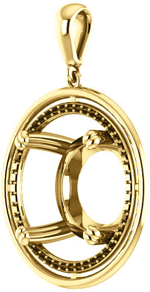 Solitaire Accented Pendant Mounting for Round Gemstone Size 4.10mm to 15mm