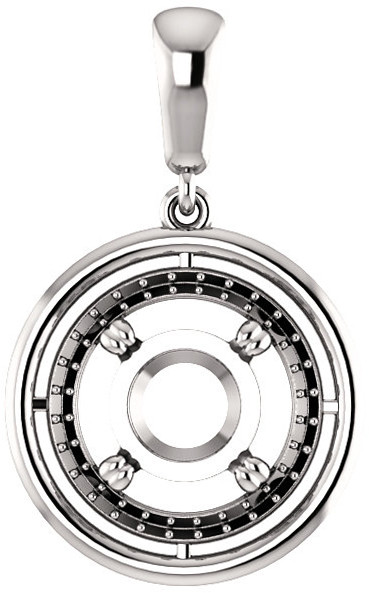 Solitaire Accented Pendant Mounting for Round Gemstone Size 4.10mm to 15mm