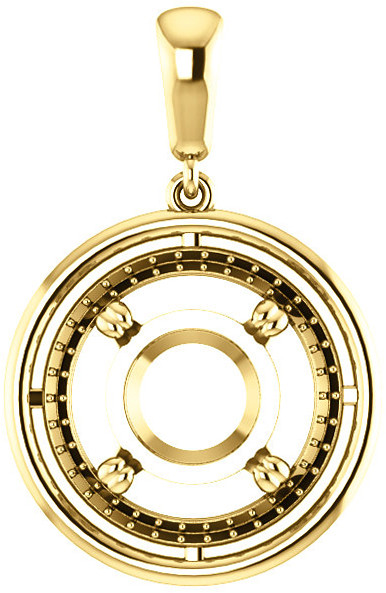 Solitaire Accented Pendant Mounting for Round Gemstone Size 4.10mm to 15mm