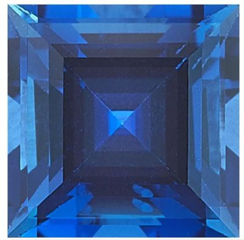 Blue Sapphire Step Square Cut in Created Grade GEM | Lab Stone