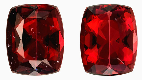 Red Rhodolite Garnet Gemstones 10.67 carats, Cushion Cut, 11 x 8.9 mm, with AfricaGems Certificate