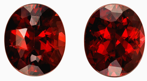 Stunning Earring Gems Red Rhodolite Garnet Gemstone Pair 12.56 carats, Oval Cut, 12 x 10 mm AfricaGems Certificate