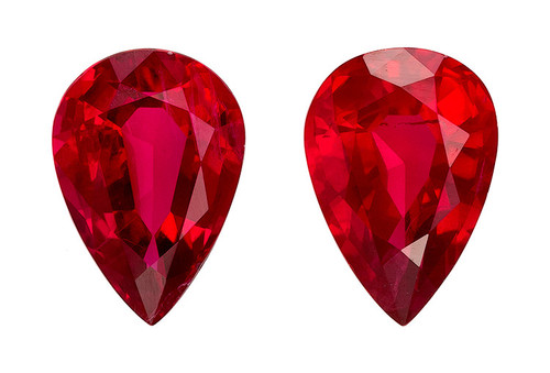 Stunning Ruby Gemstone Earring Pair - Pear Cut - 1.59 carats - 7.1 x 5mm - with AfricaGems Cert