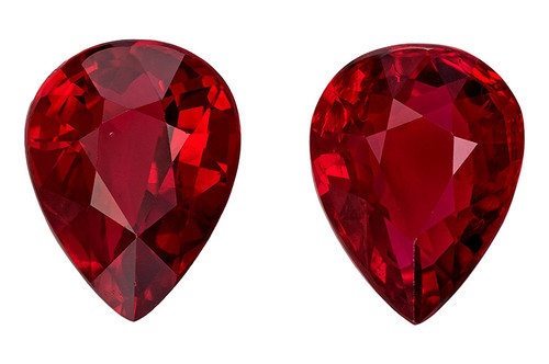 Impressive Ruby Gemstone Pair - Pear Cut - 5.83 carats - 9.7 x 7.5mm