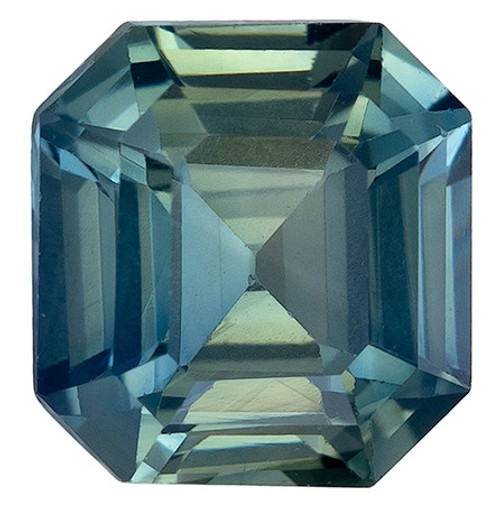 Blue Green Sapphire Gemstone - 1.4 carats - Emerald Cut - 6mm - AfricaGems Certificate
