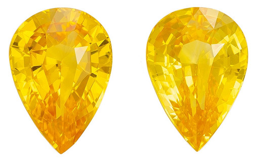 AfricaGems Certified Yellow Sapphire Pair - 3.06 carats - Pear Cut - Pretty Yellow - 8.7 x 6.1mm