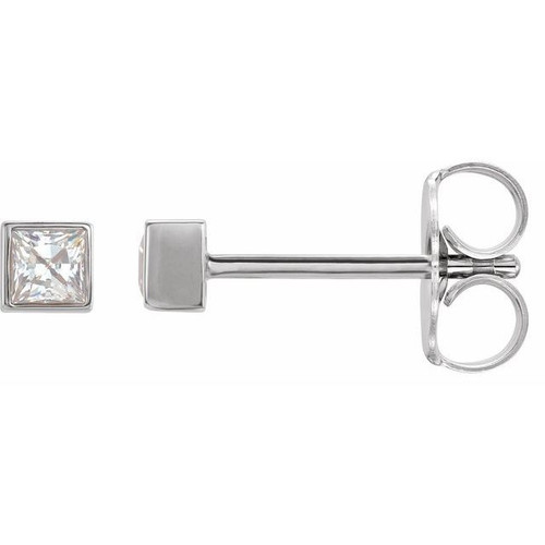 Sterling Silver 0.20 Carat Natural Diamond Bezel Set Earrings