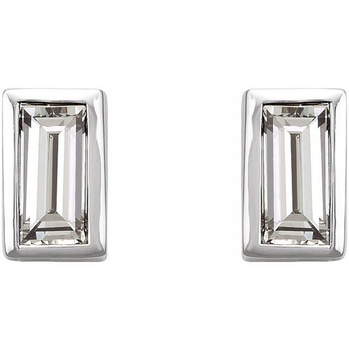 Platinum .08 Carat Diamond Bezel Set Earrings