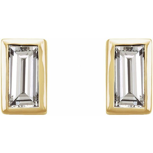14 Karat Yellow Gold .08 Carat Diamond Bezel Set Earrings