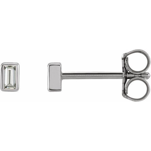 14 Karat White Gold .07 Carat Diamond Bezel Set Earrings