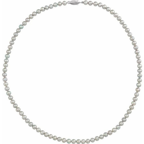 14 Karat White Gold Gray Cultured Freshwater Pearl 18 inch Strand