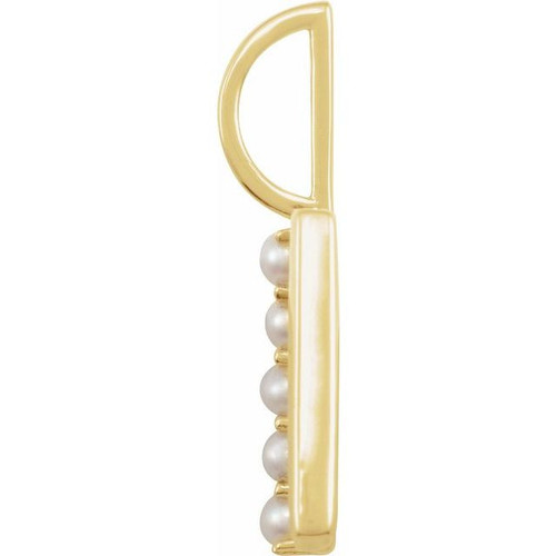 14 Karat Yellow Gold Cultured White Pearl Initial X Charm