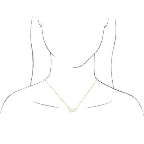 14 Karat Yellow Gold 0.12 Carat Natural Diamond Pisces 16 inch Necklace