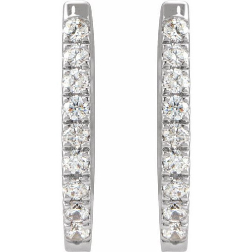 14 Karat White Gold 0.20 Carat Natural Diamond Hoop Earrings