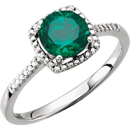 Buy Sterling Silver Emerald and 1.00 Carat Diamond Ring.