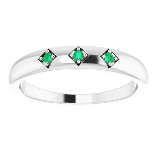 Platinum Natural Emerald Stackable Ring