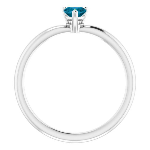 White Gold Ring 14 Karat Natural London Blue Topaz Heart Solitaire Ring