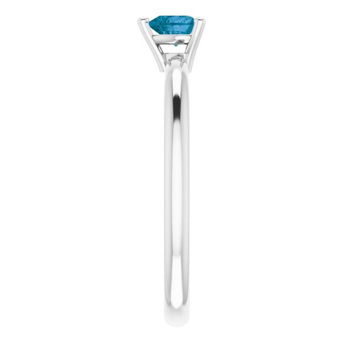 White Gold Ring 14 Karat Natural London Blue Topaz Heart Solitaire Ring