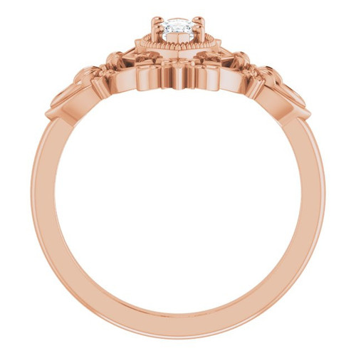 Rose Gold 14 Karat  Lab Grown Moissanite Vintage Inspired Ring