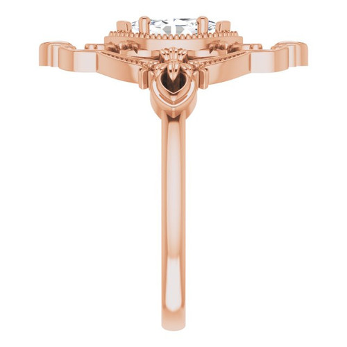 Rose Gold 14 Karat  Lab Grown Moissanite Vintage Inspired Ring