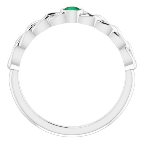 Sterling Silver Natural Emerald Curb Chain Ring