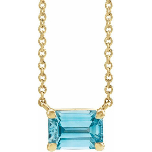 14 Karat Yellow Gold Blue Zircon 18 inch Necklace