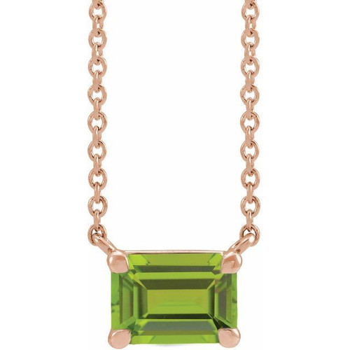 14 Karat Rose Gold Peridot 18 inch Necklace