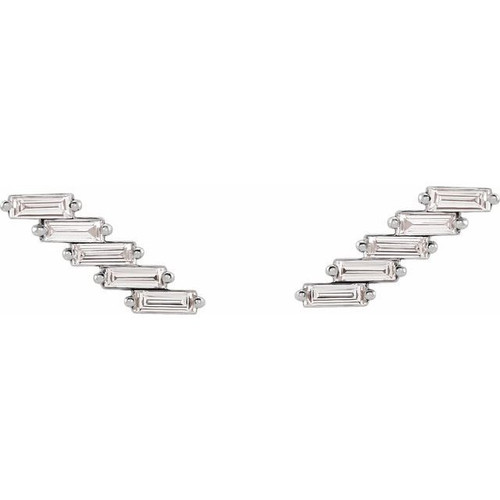 14 Karat White Gold 0.25 Carat Natural Diamonds Ear Climbers