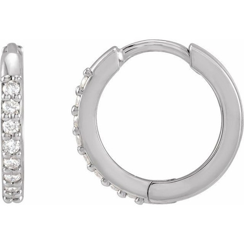 Platinum 0.13 Carat Natural Diamond 12.5 mm Huggie Earrings