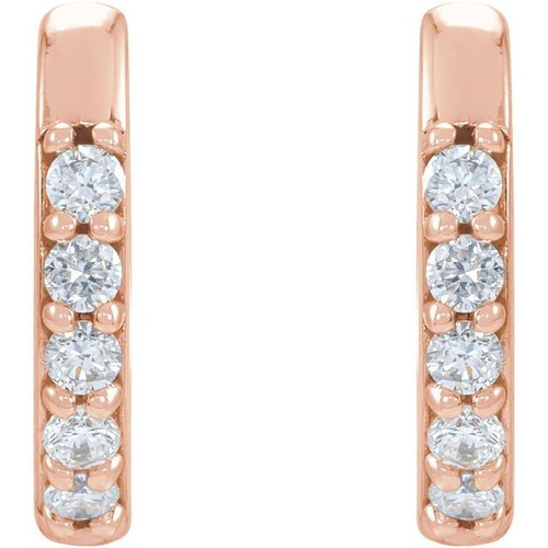 14 Karat Rose Gold .08 Carat Natural Diamond 10 mm Huggie Earrings