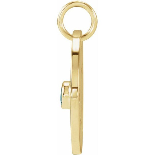 14 Karat Yellow Gold Blue Zircon Scorpio Zodiac Pendant