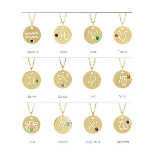 14 Karat Yellow Gold Blue Zircon Scorpio Zodiac Pendant