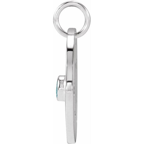 14 Karat White Gold Blue Zircon Scorpio Zodiac Pendant