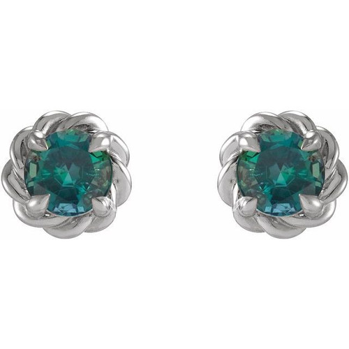 Sterling Silver 5 mm Lab Grown Alexandrite Claw Prong Rope Earrings