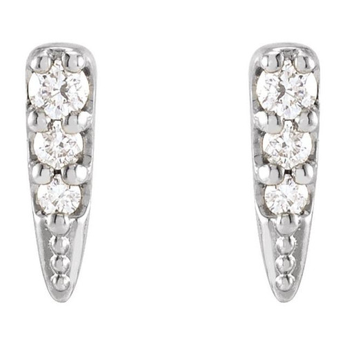 Sterling Silver .07 Carat Natural Diamond Spike Earrings