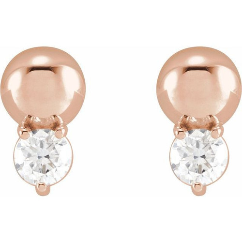 14 Karat Rose Gold 0.20 Carat Natural Diamond Bead Earrings