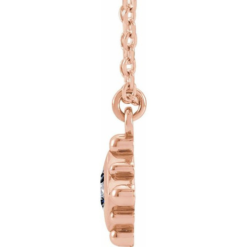 14 Karat Rose Gold White Sapphire Bezel Set Beaded 16 inch Necklace