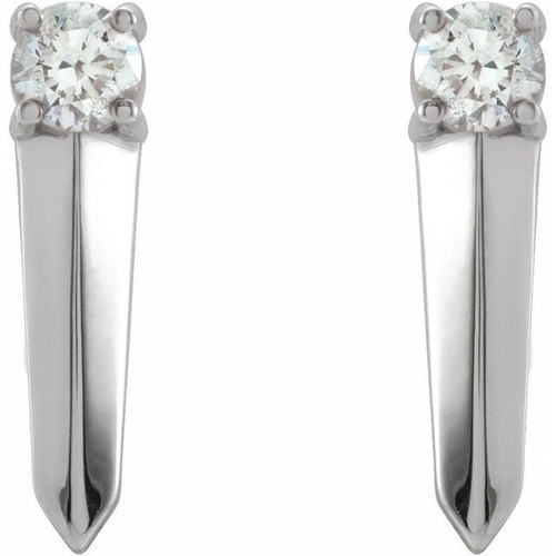 14 Karat White Gold 0.16 Carat Natural Diamond Knife Edge Bar Earrings