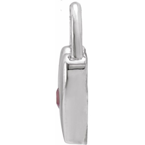 14 Karat White Gold Pink Sapphire Heart Lock Pendant