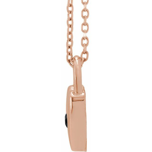 14K Rose Natural Black Spinel Heart Lock 18 inch Necklace