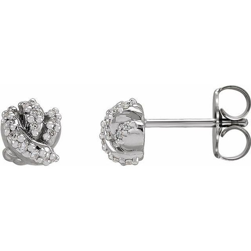 14 Karat White Gold .07 Carat Natural Diamond Knot Earrings