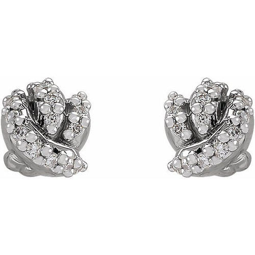 14 Karat White Gold .07 Carat Natural Diamond Knot Earrings